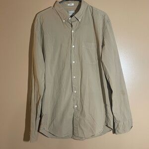 J. Crew Men's Tan button up shirt size L slim